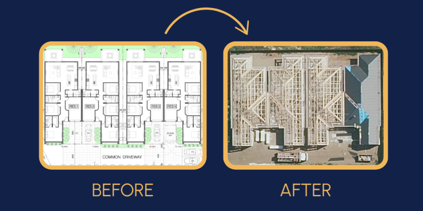 before and after a development in Fulham gardens.