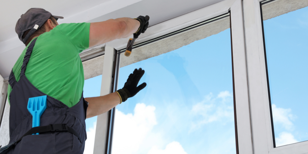 double glazed windows being installed